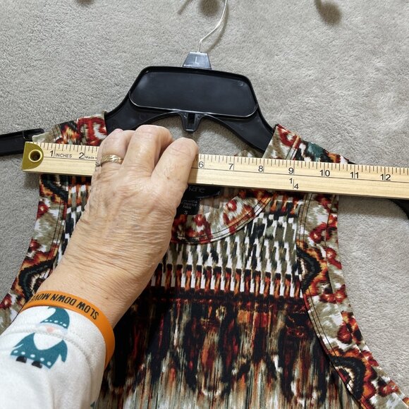 Karen Kane Multi-color Stretch Jersey Sleeveless Border Print Dress Women Sz Sm - Picture 11 of 16